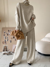 Casual Fashion Turtleneck Wide Leg Trouser Set